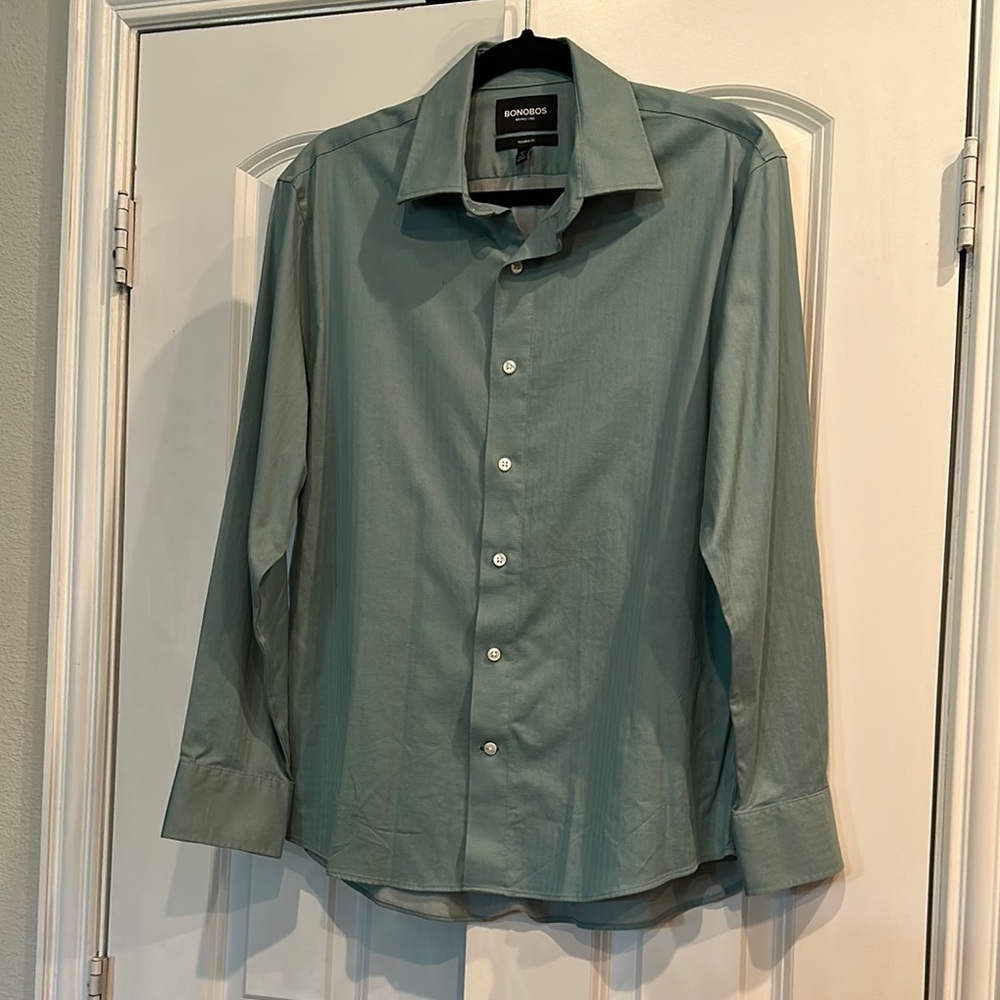Bonobos Green Dress Shirt Crisp Formal Attire EUC - Picture 1 of 5